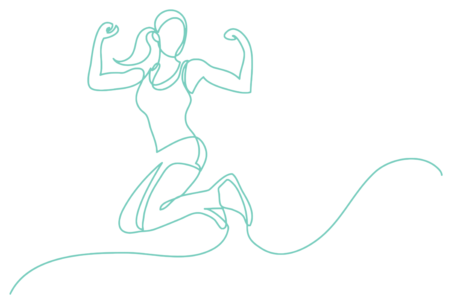 Line drawing of a person showing strength